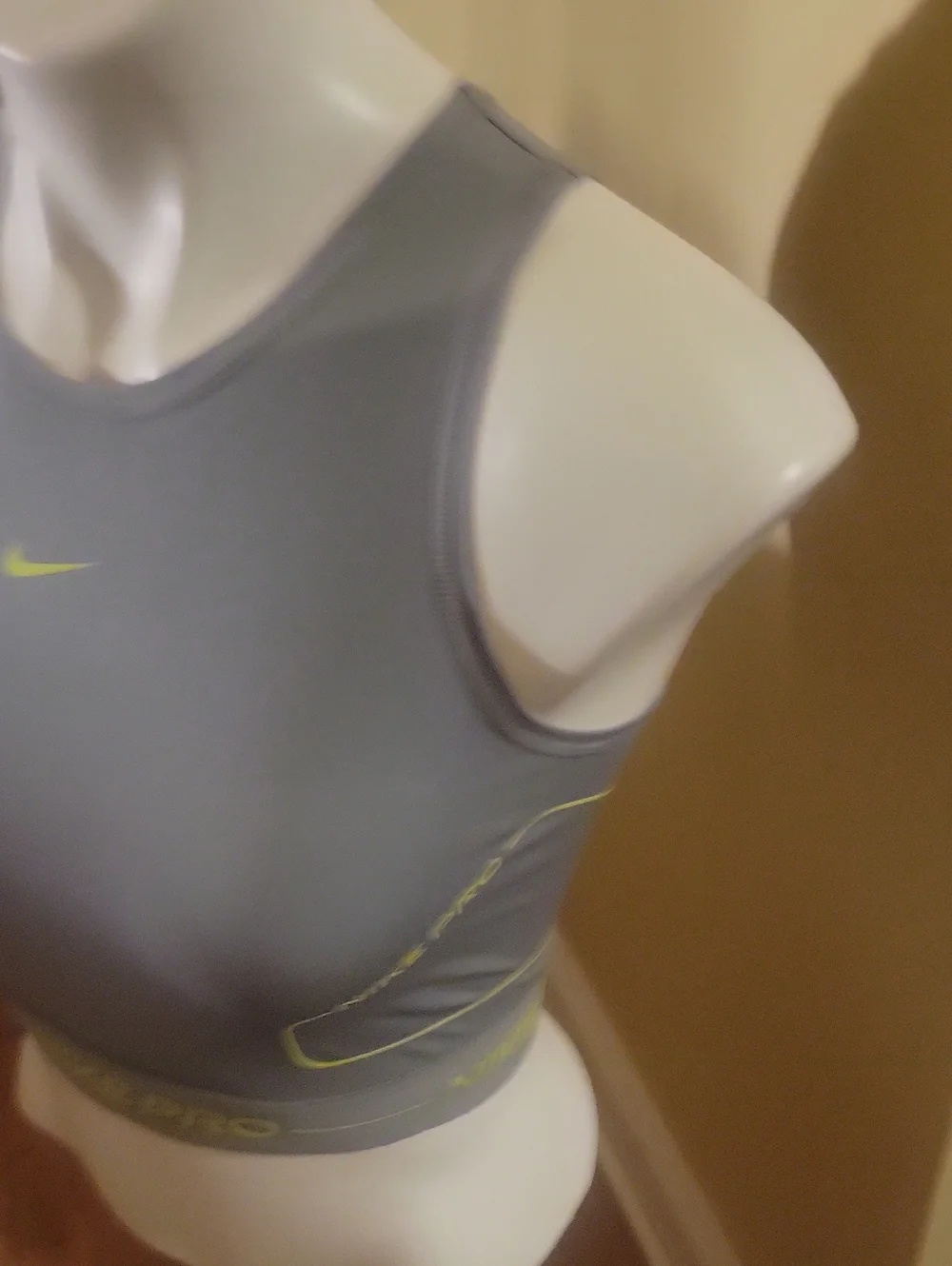 Nike Light Gray Crop Performance Tank with Neon Yellow Trim